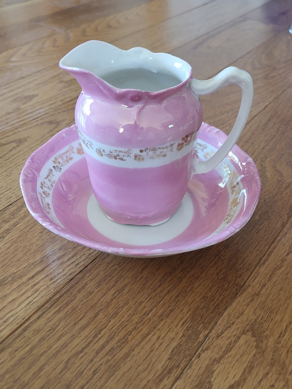 Antique 3 Crown China Creamer & Saucer Set